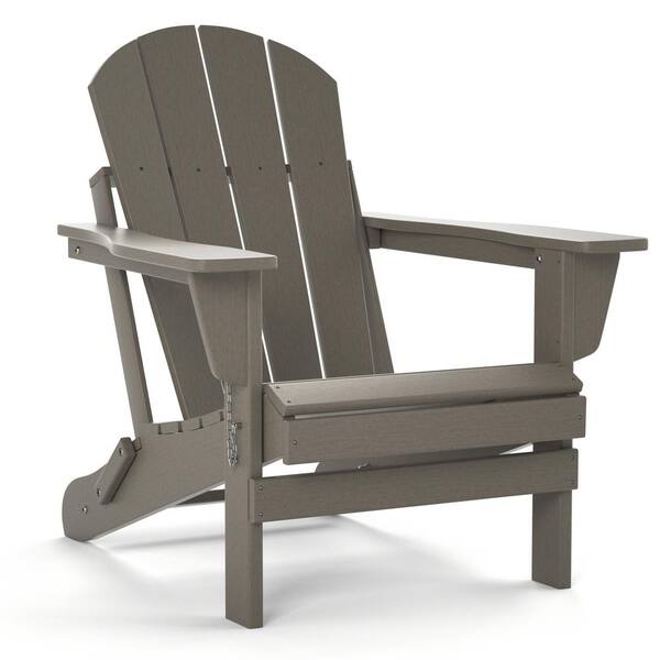 Sudzendf Coffee HDPE Outdoor Folding Adirondack Chair, All-Weather Proof