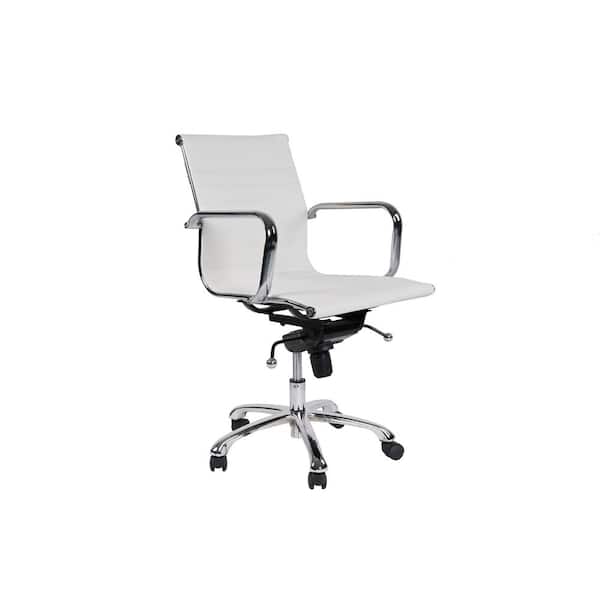 Manhattan Comfort Delancey Mid-Back Adjustable White Office Chair (Set of 2)