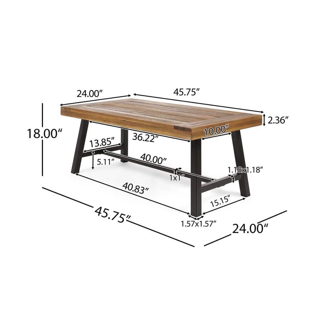 Carlisle Rustic Brown Acacia Wood and Iron Outdoor Coffee Table