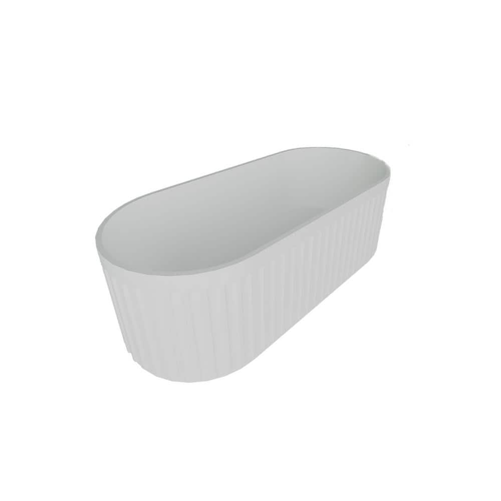 67 in. x 29.5 in. Solid Surface Freestanding Soaking Bathtub with Overflow and Drain Matte White price history on PriceWatchPro