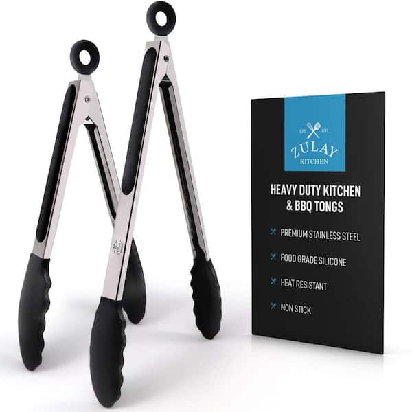 Zulay Kitchen Stainless Steel Tongs Set - 12 in. and 9 in.