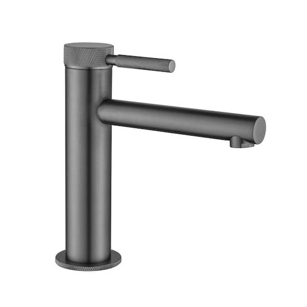 FLG Single Handle Single Hole Bathroom Sink Faucet Brass Modern Basin Vanity RV Faucets in Gun Grey