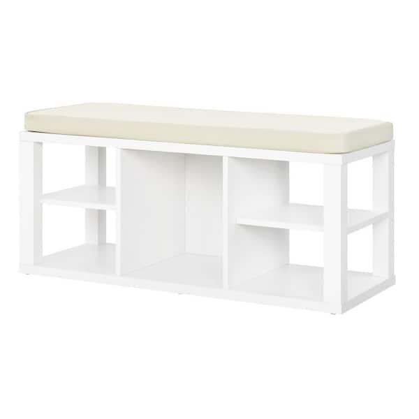 Ameriwood Home Nelson White Storage Bench