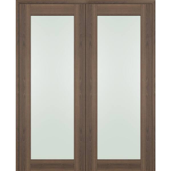Belldinni Vona 207 64 in.x 96 in. Both Active Full Lite Frosted Glass Veralinga Oak Wood Composite Double Prehung French Door