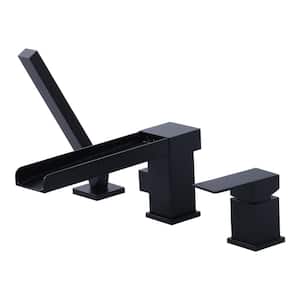 Brug Single-Handle Deck-Mount Roman Tub Faucet with Hand Shower in Black