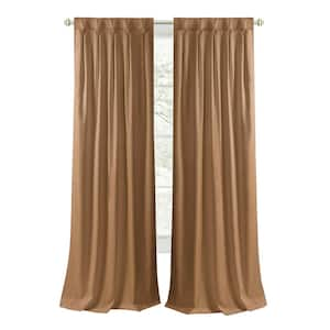 Grant Cognac polyester solid 34 in. W x 84 in. L Button Pleated Back Tab indoor Blackout Curtain (single panel)