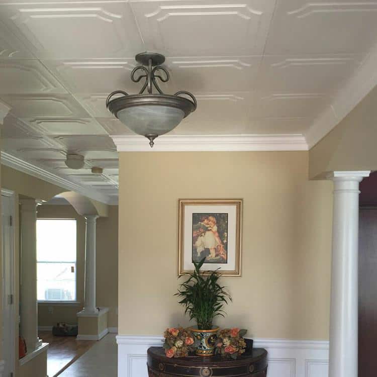 Plain White Square Foam Glue-Up Ceiling Tile
