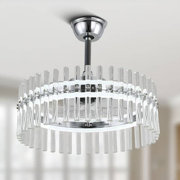 Bella Depot 22 in. Smart Indoor Brushed Nickel Glass Reversible Ceiling Fan with LED Light and Remote