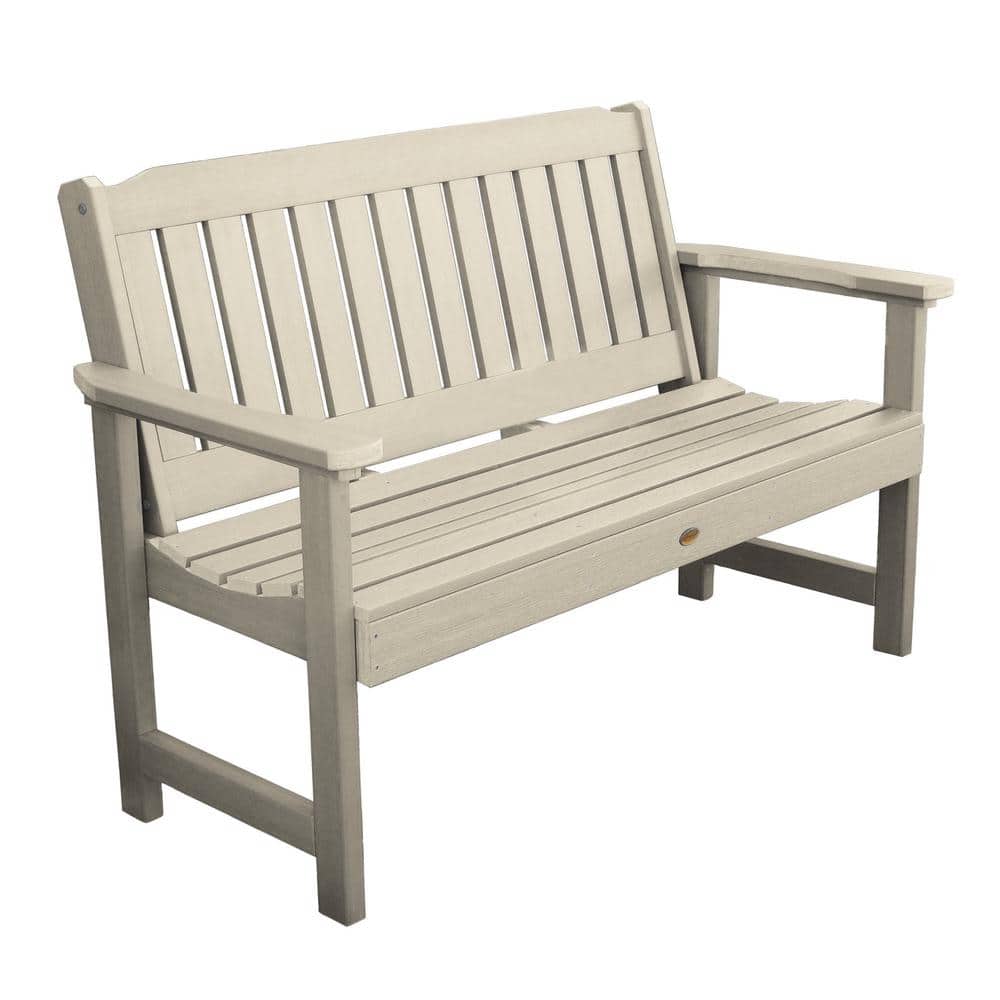 Whitewash 5ft Plastic Garden Bench with Back and Arms