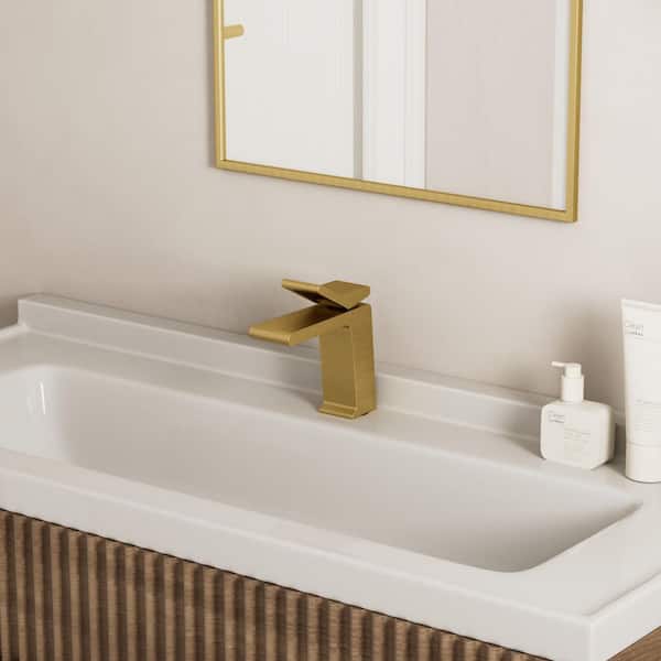 FARNE Single-Hole Single-Handle Bathroom Faucet in Brushed Gold