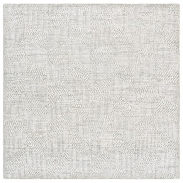 SAFAVIEH Abstract 6 ft. x 6 ft. Sage Green/Ivory Solid Chevron square Area Rug