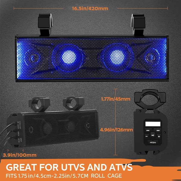 Vrbgify 17 4-Speaker UTV/ATV SoundBar Waterproof Bluetooth