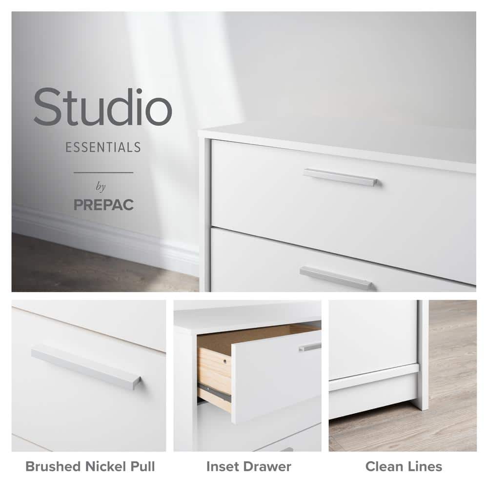 White 3-Drawer Wood Nightstand with Engineered Composite Top