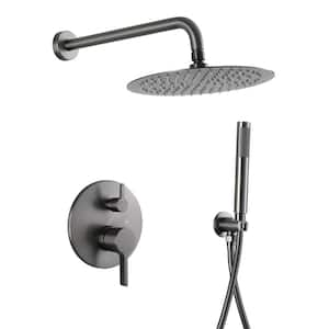 1-Spray Patterns with 2.5 GPM 10 in. Round Wall Mounted Dual Shower Heads in Gun Gray (Valve Included)