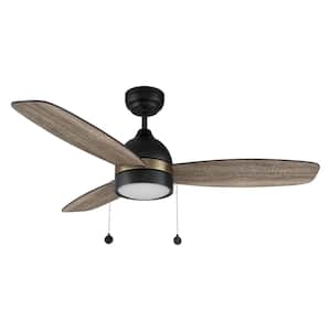 Troyes 52 in. Color Changing Integrated LED Indoor Black 5-Speed DC Ceiling Fan with Light Kit and Pull Chain