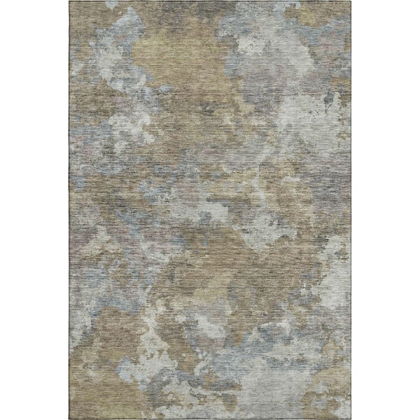 Mayfield Premium Machine Washable Abstract AMF1991 Gold 10 ft. x 14 ft. Area Rug