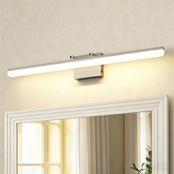 31.7 in. 1 Light Nickel LED Bathroom Vanity Light Bar with 5-CCT Adjustable Switch Acrylic Lampshade
