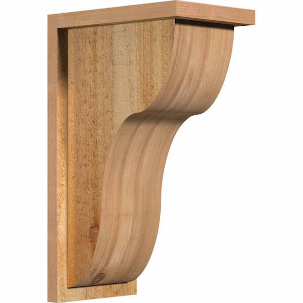 Ekena Millwork 8 in. x 12 in. x 20 in. Western Red Cedar Carmel Rough Sawn Corbel with Backplate