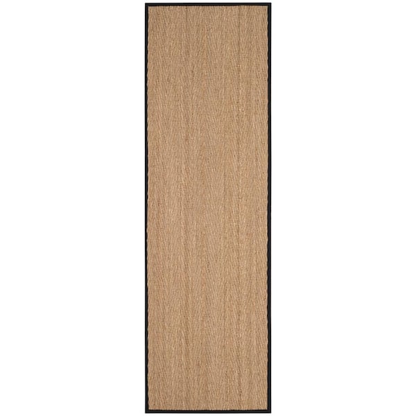 SAFAVIEH Natural Fiber Beige/Black 3 ft. x 6 ft. Border Runner Rug