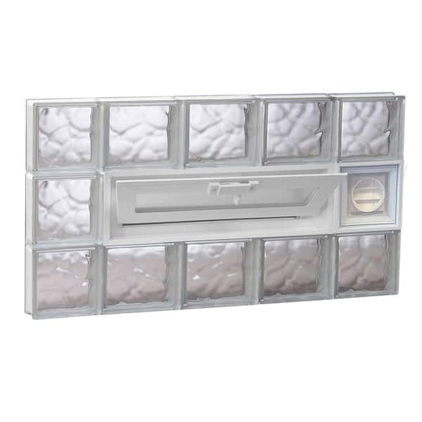 Clearly Secure 34.75 in. x 17.25 in. x 3.125 in. Vented Wave Pattern Frameless Glass Block Window with Dryer Vent