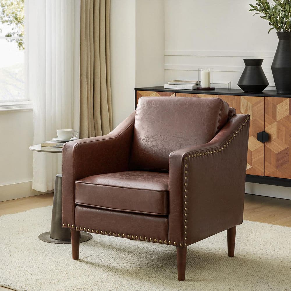 ポロラルフローレン　ブラウンレザー　アームチェア JAYDEN CREATION Celio Vegan Leather Brown Armchair with Solid wood