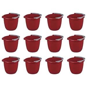 Large 10 Qt. Easy Pour Spout Pails/Buckets/Tubs with Comfy Grip Handle, Red (12-Pack), 3 gal. Bucket Capacity