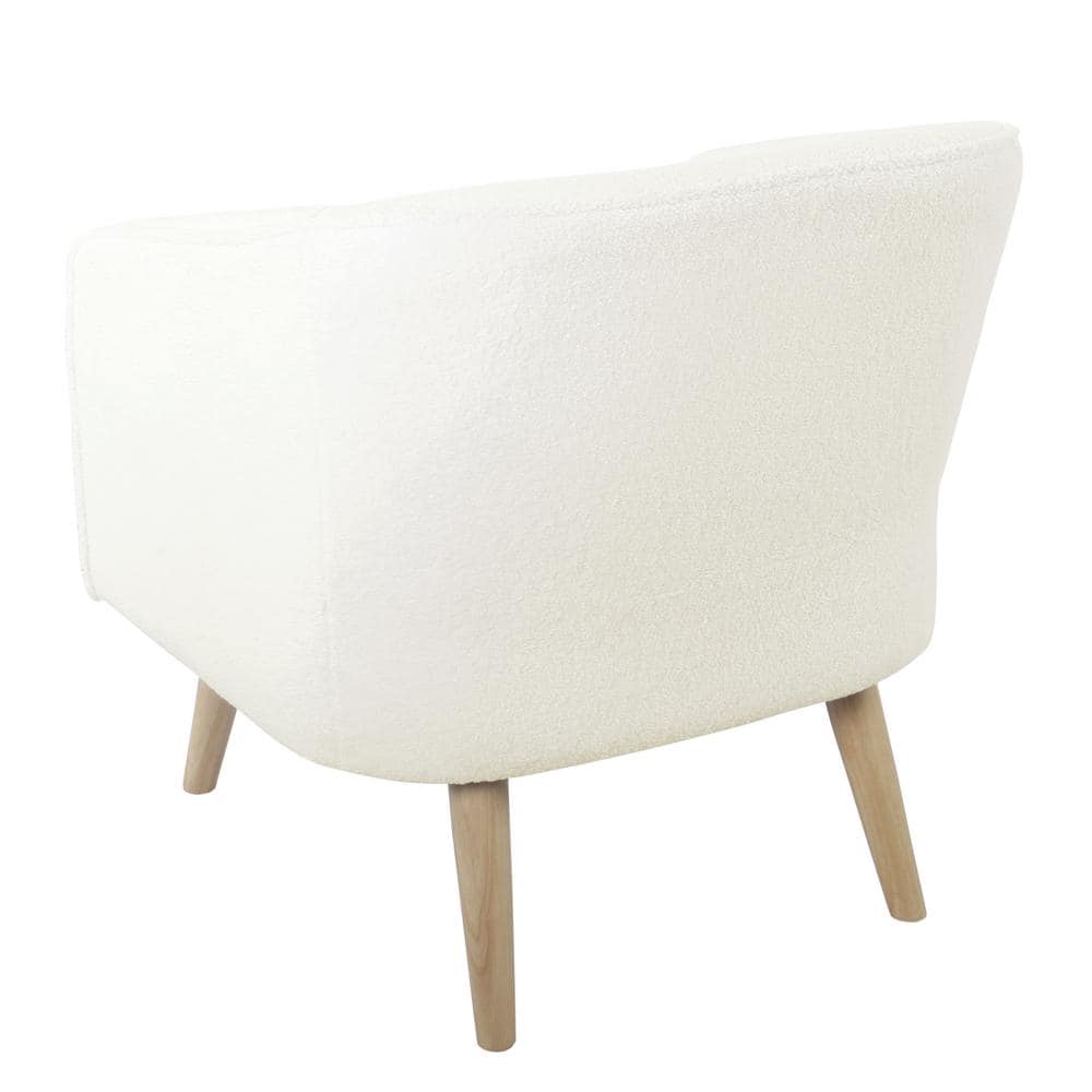 Cozy Sherpa Barrel Accent Chair in Soft Beige with Wooden Legs