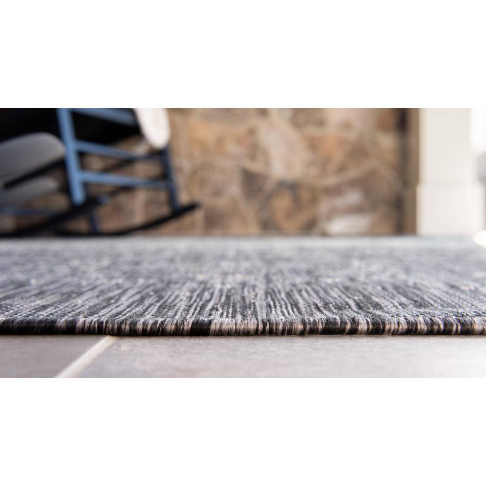 Charcoal Gray Abstract Synthetic 8' x 10' Washable Rug
