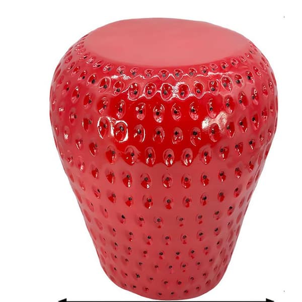 Red Plastic Garden Stool Strawberry Fruit Stool 13.4in. Oversized Resin StoolSide TableGarden Indoor Outdoor Decorations