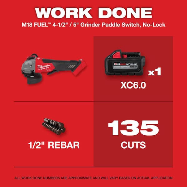 M18 FUEL 18V Lithium-Ion Brushless Cordless 4-1/2 in./5 in. Grinder w/Paddle Switch (Tool-Only)