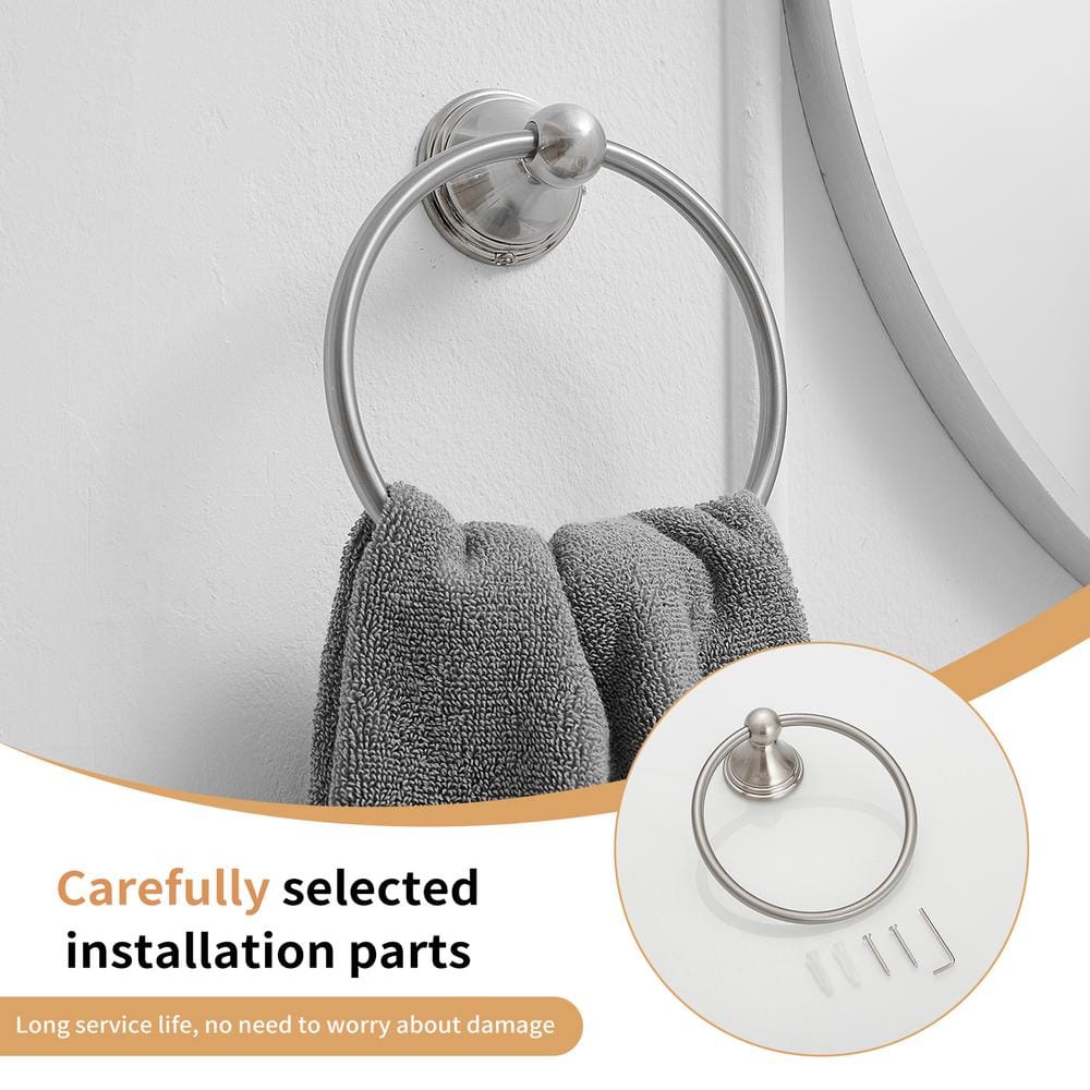 Brushed Nickel Wall Mounted Single Towel Ring