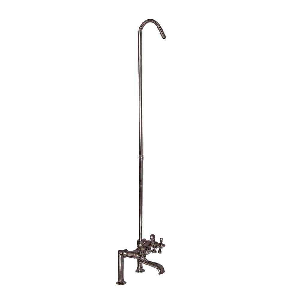 Barclay Products 3 Handle Rim Mounted Claw Foot Tub Faucet With Elephant Spout And Riser In 3429