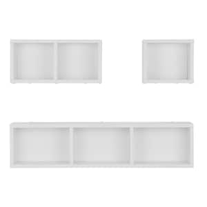 Bauhaus 31.5 in. x 5.7 in. x 7.5 in. Floating Geometric Cubby Wall Shelves - Set of 3 Sizes - White