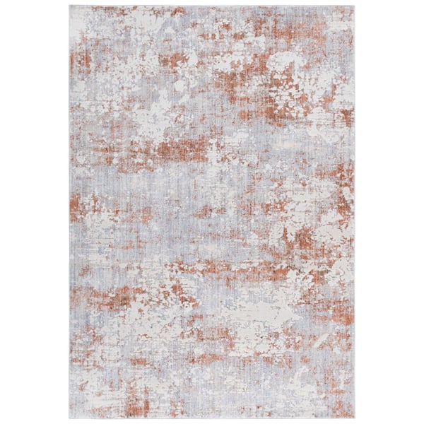 Scarlett 8 ft. x 10 ft. Light Gray/Ivory Rust Abstract Distressed Area Rug