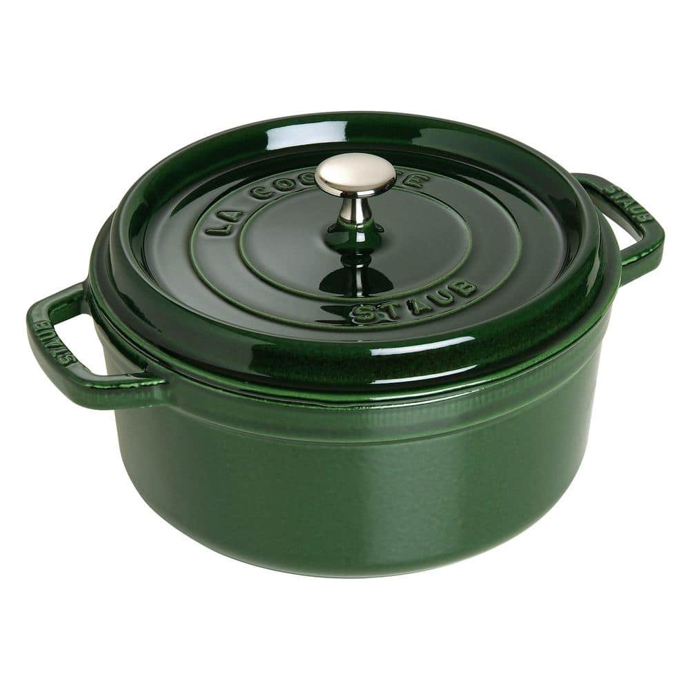staub Cast Iron 4 qt. Round Cast Iron Dutch Oven in Basil with Lid
