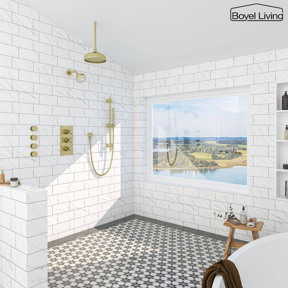 Brushed Gold Dual Rain and Handheld Shower System