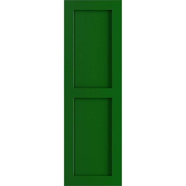 Ekena Millwork 18 in. x 30 in. True Fit PVC 2 Equal Flat Panel Shutters Pair in Viridian Green