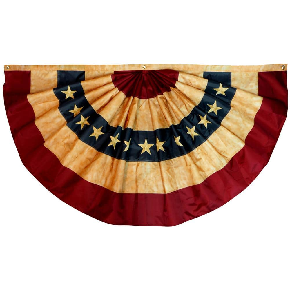 ANLEY 1.5 ft. x 3 ft. Vintage Style Tea Stained USA Pleated Fan Flag Nylon -Antiqued USA Pleated Fan Flags