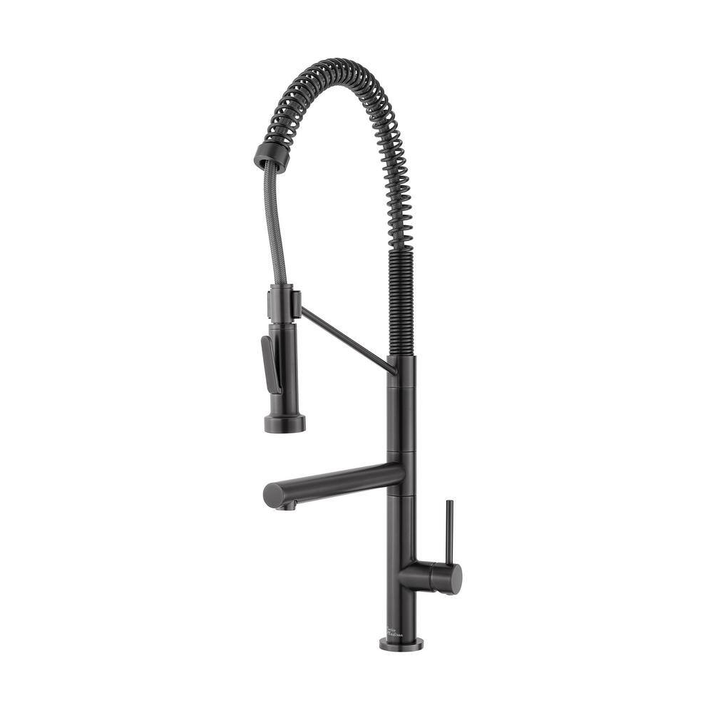 Gunmetal Gray Single Handle Pull-Down Kitchen Faucet with Pot Filler