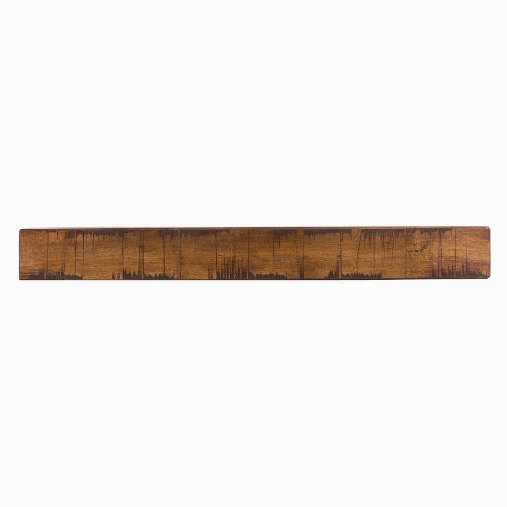 60" Dark Chocolate Stained Poplar Wood Rustic Mantel Shelf