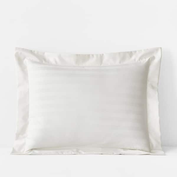 The Company Store Company Cotton Dobby Stripe Wrinkle-Free Sateen Cream Cotton Standard Sham
