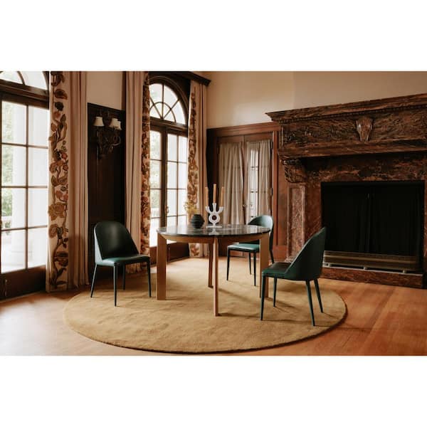 NADAAL STUDIOS Thorne Dark Teal Dining Chair, Vegan Leather with Iron Frame - (Set of 2)
