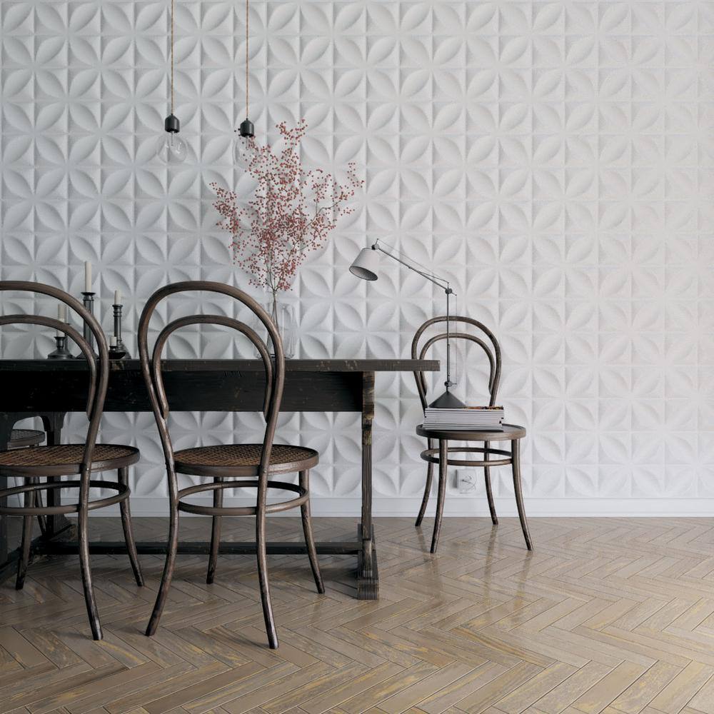 Helene White Textured 3D PVC Wall Panels Set of 10