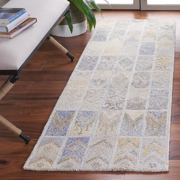 Abstract Blue/Rust 2 ft. x 8 ft. Geometric Bohemian Runner Rug