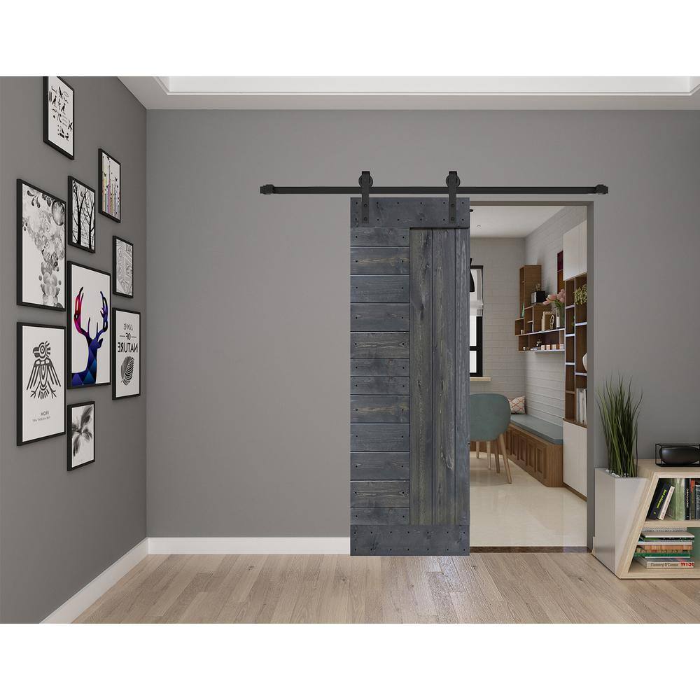 L Series 28 in. x 84 in. Carbon Gray Finished Solid Wood Barn Door Slab - Hardware Kit Not Included price history on PriceWatchPro