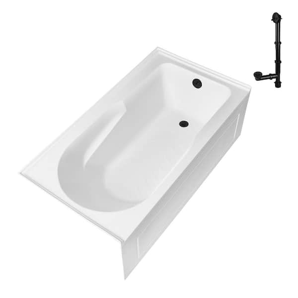 GA-309-20-BL 60 in. x 32 in. Acrylic Soaking Alcove Bathtub in Glossy White with Right-Hand Drain in Matte Black