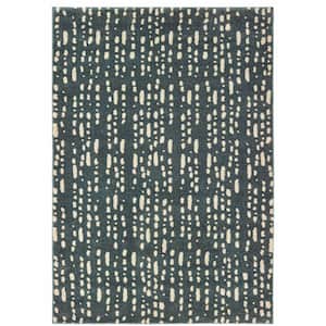 Steel Blue and Ivory 2 ft. x 3 ft. Abstract Area Rug