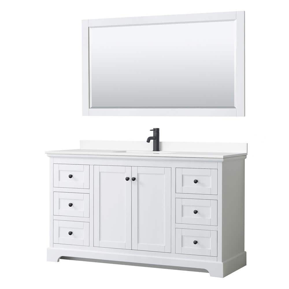 Avery 60 in. W x 22 in. D x 35 in. H Single Bath Vanity in White with White Cultured Marble Top and 58 in. Mirror price history on PriceWatchPro