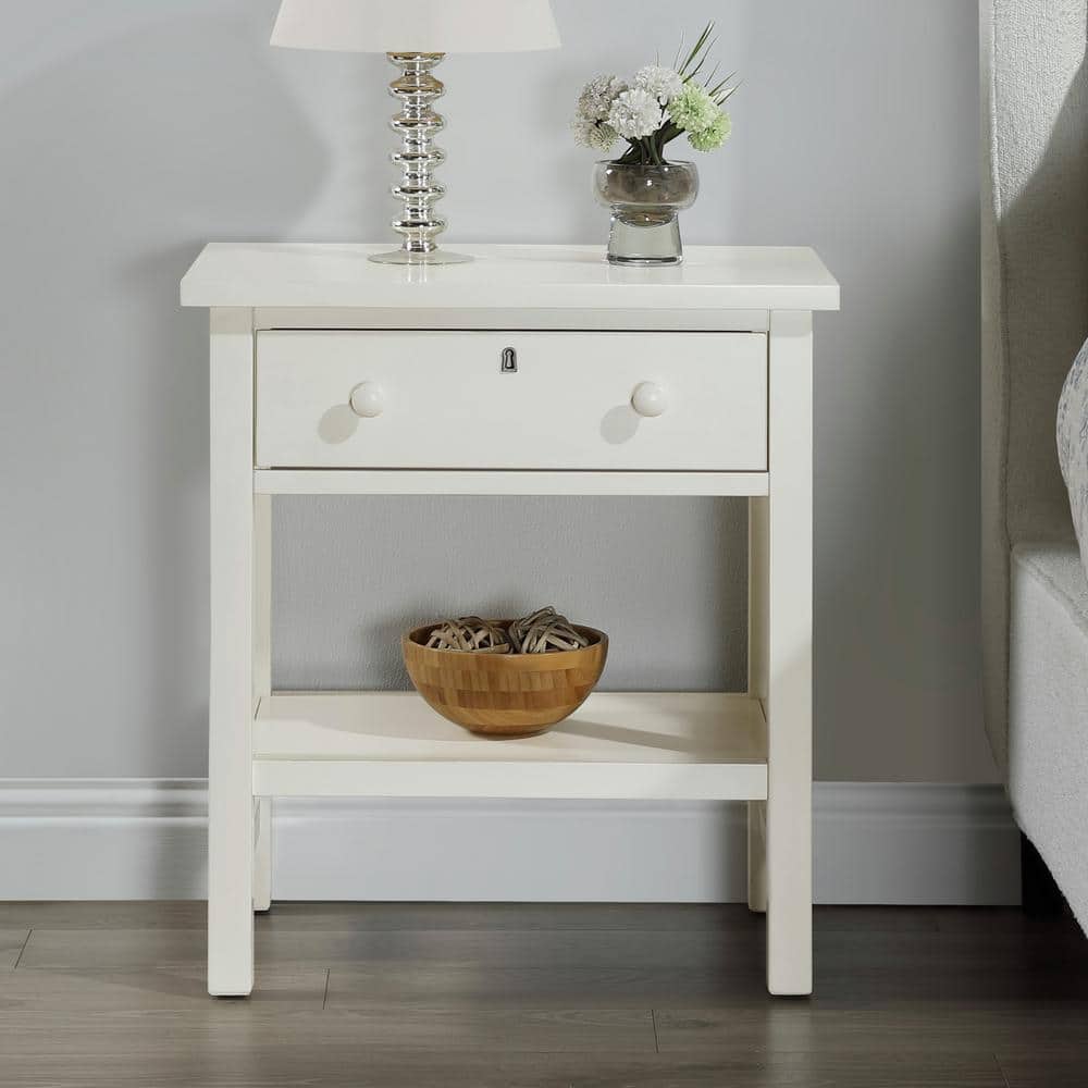 Franklen Antique White 1-Drawer 24 in. W Nightstand