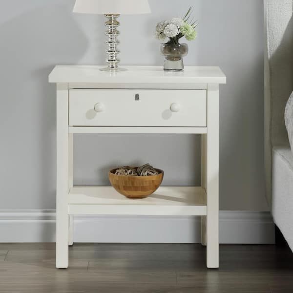 Unbranded Franklen Antique White 1-Drawer 24 in. W Nightstand